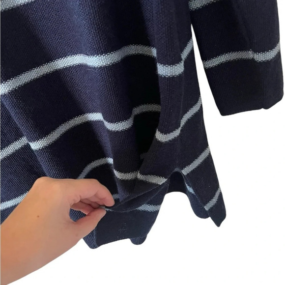 EILEEN FISHER Midnight Blue Striped Alpaca Blend Knit Sweater - Picture 7 of 9